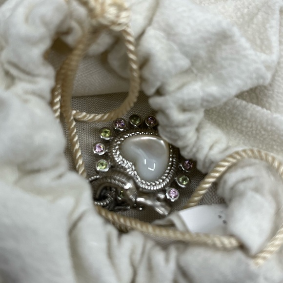 Vintage Judith Ripka Sterling Silver Heart Enhancer Pendant with Mother of Pearl - Picture 11 of 16